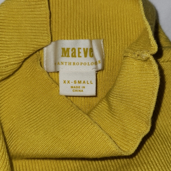 Anthropologie Maeve Arlowe Bell Sleeve XXS Yellow Long Sleeve Turtleneck Sweater - Picture 8 of 9